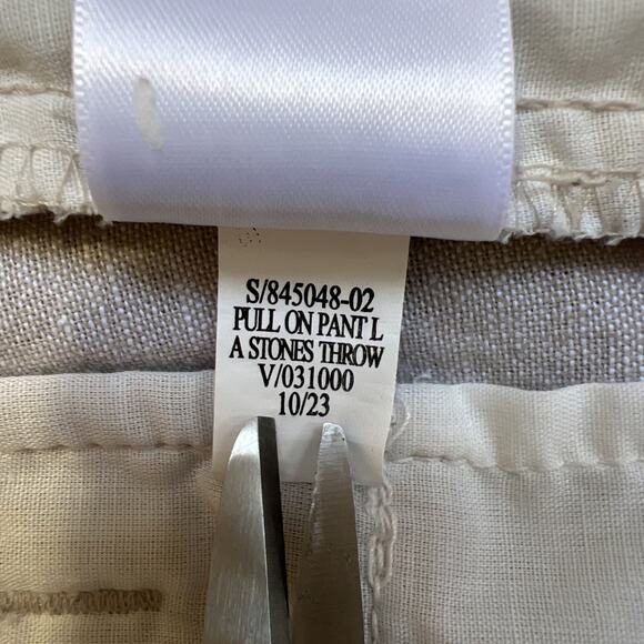 Old Navy Pants Men XL Tan Linen Blend Loose Taper Pleated Lightweight Drawstring - Picture 7 of 10